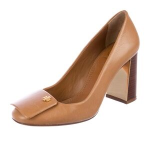 Tory Burch Yardley Leather Pumps Beige Tan Shoes